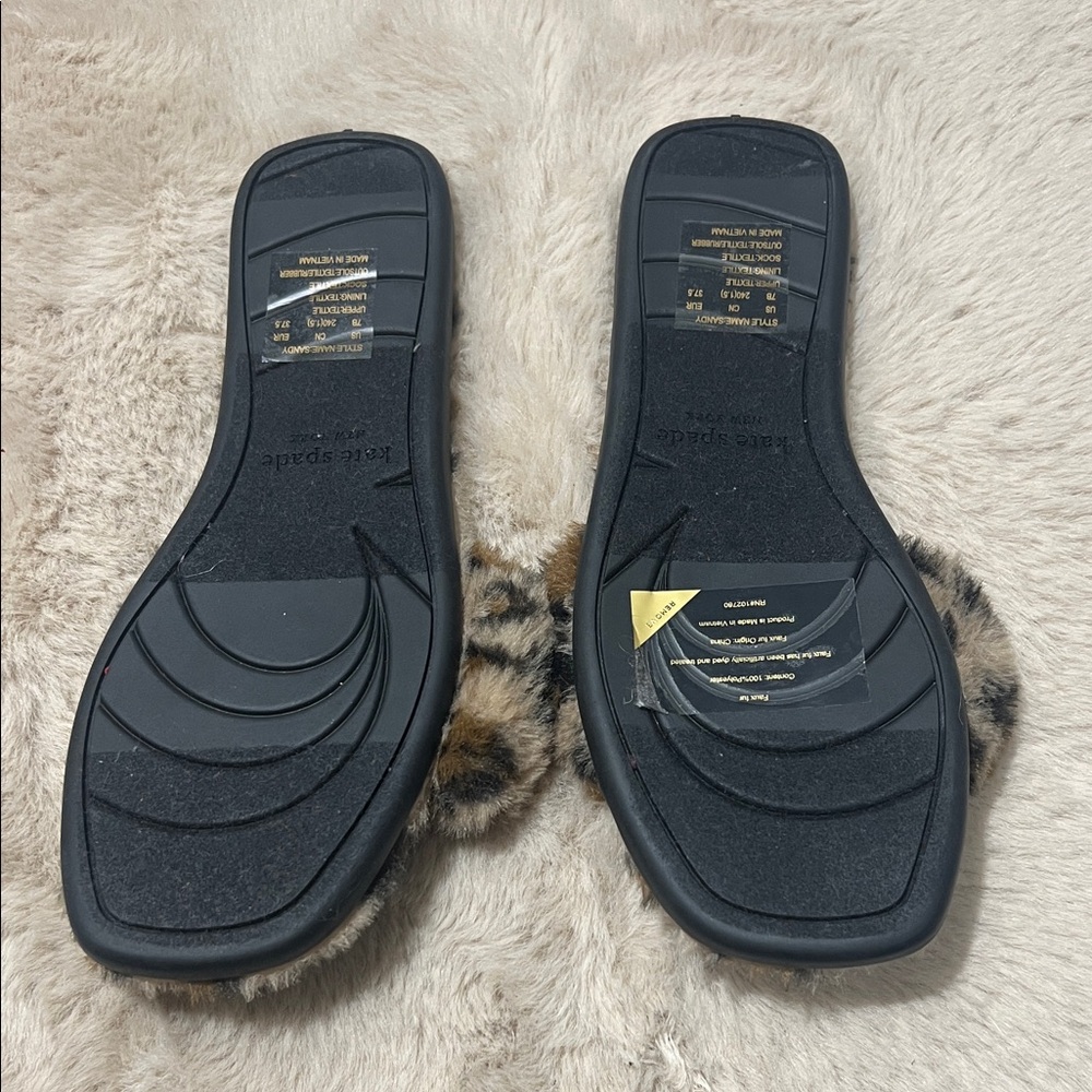 Kate Spade Fuzzy Animal Print Slippers - Picture 4 of 5